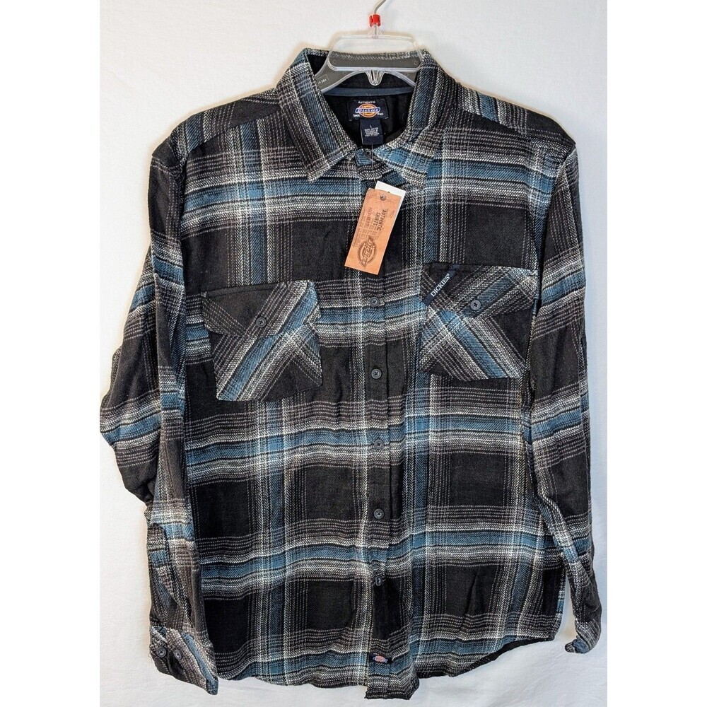Dickies Men’s Flannel Shirt Large Brawny Heavyweight 100% Cotton Plaid NWT